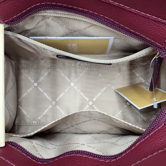 Michael Kors Hamilton Small Satchel Shoulder Crossbody Bag Dark Cherry color - Picture 12 of 16